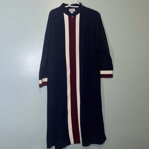 Vanity Fair M Nightgown Robe Colorblock Full Length Velvet Velour Zip Up 1/2